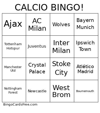CALCIO ! Bingo Card