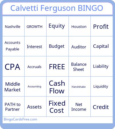 Calvetti Ferguson BINGO