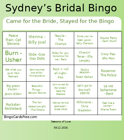 Came For The Bride, Stayed For The Bingo Card