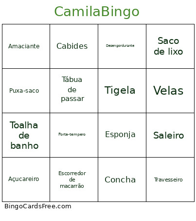 CamilaBride Bingo Card