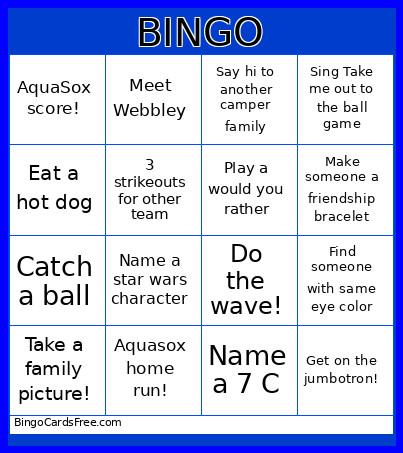 Camp M Bingo Card