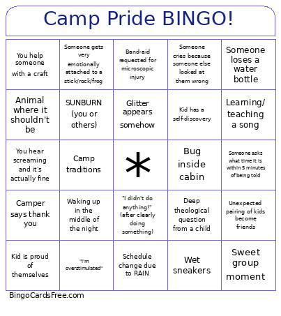 Camp Pride ! Bingo Card