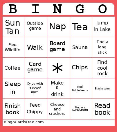 Camp Weekend Bingo Card