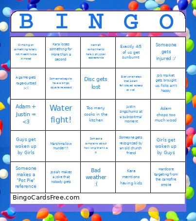 Camping 2025 Bingo
