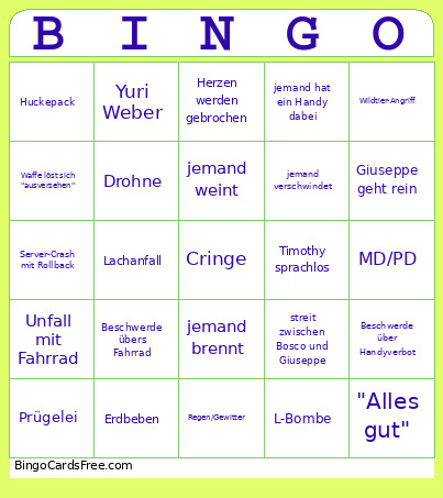Camping Bingo Card