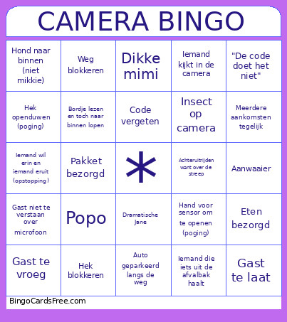 Camping Camera Bingo Card