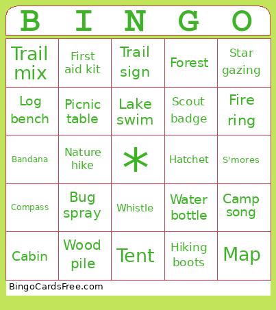 Camping kait Bingo