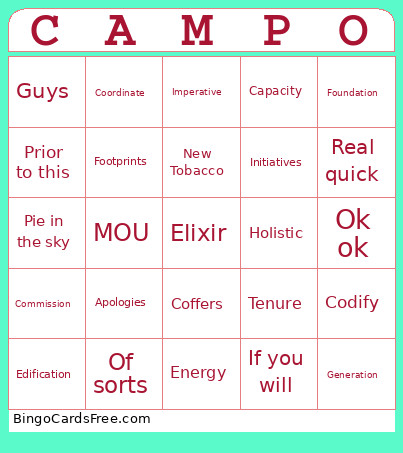 CAMPO Bingo Card