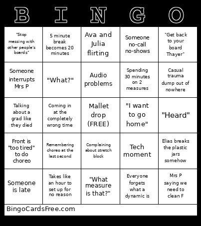 Campp Bingo Card