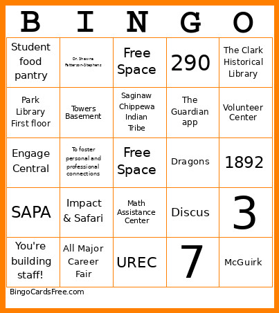 Campus Bingo Card