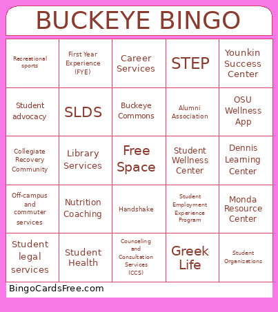 Campus Resources Bingo Card