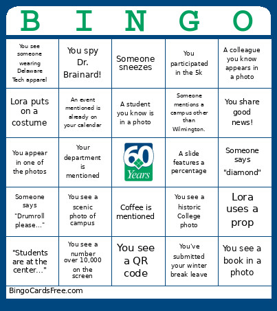Campus Update Bingo Card