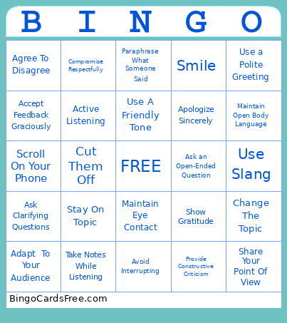 Can We Talk? Bingo Card