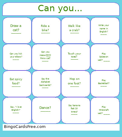 Can You... Bingo Card