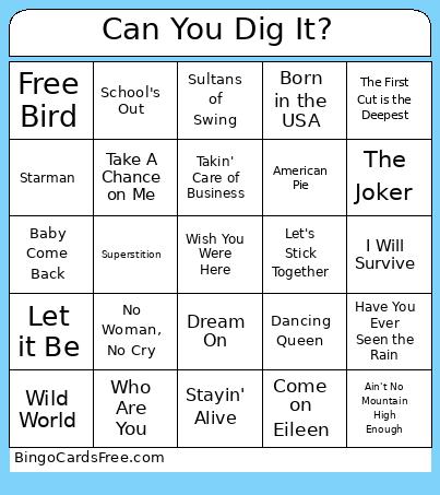 Can You Dig It? Bingo