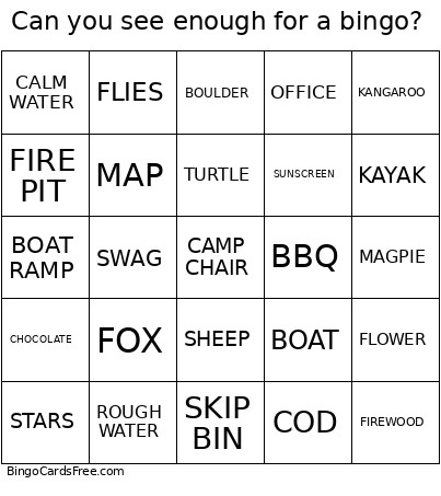 Can You See Enough For A ? Bingo Card