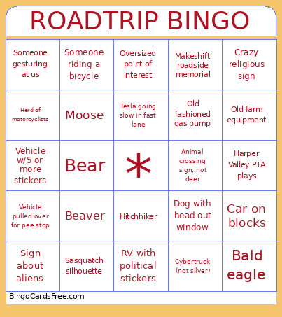 Canada Fishing Bingo Card