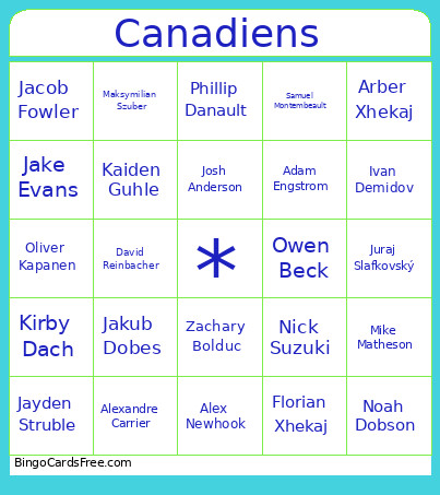 Canadiens Bingo Card