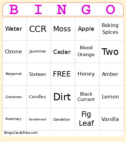 Candle Workshop Bingo Card