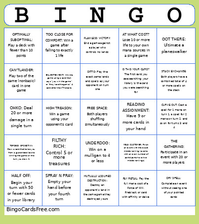 Canlander Bingo Card