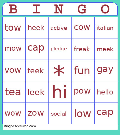 Cap Bing Bingo Card