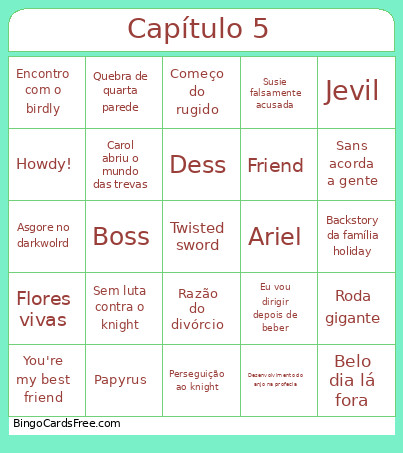 Capítulo 5 Bingo Card