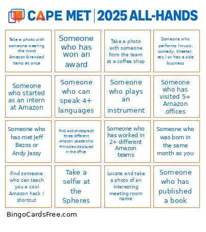 CAPE MET ALL-HANDS Bingo Card