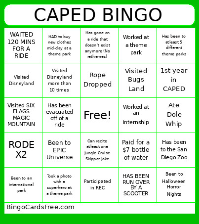 CAPED Bingo Card
