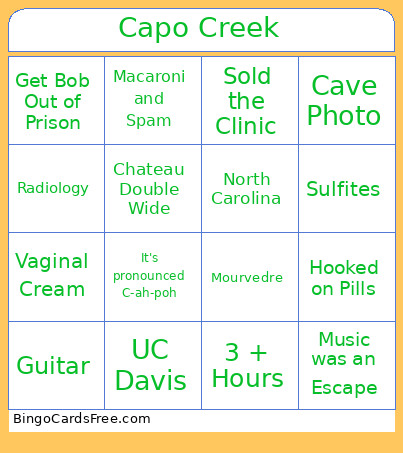 Capo Creek Bingo Card
