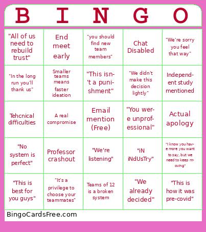 Capstone meeting Bingo Cards Free Pdf Printable Game, Title: BINGO