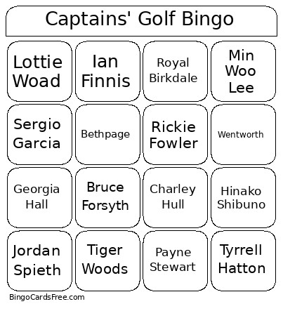 Captains' Golf Bingo Card