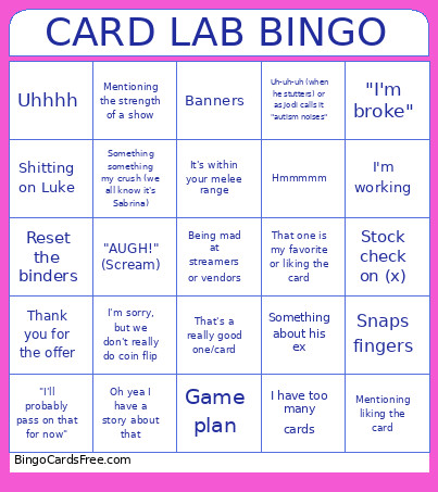 Lab Bingo Card