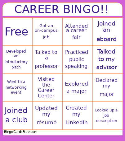 CAREER !! Bingo Card