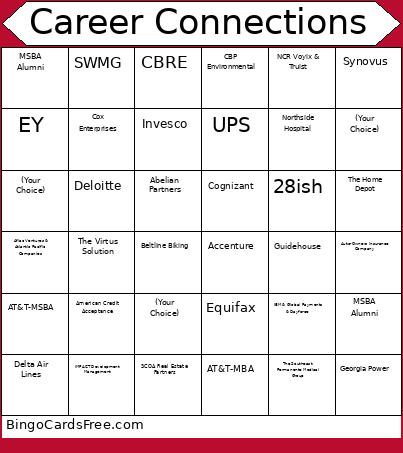 Career Connections Board Bingo Card