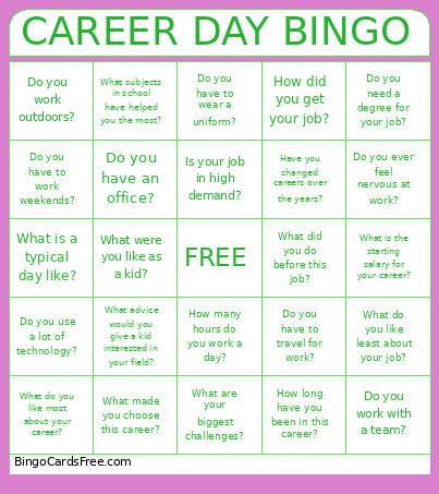 CAREER DAY Bingo Card