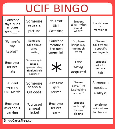 Career Fair Bingo Card