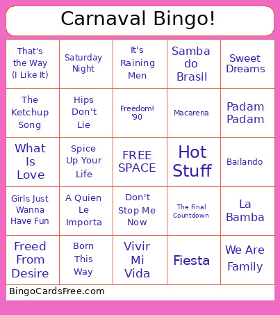 Carnaval ! Bingo Card