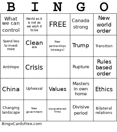 Carney Catchphrase Bingo Card