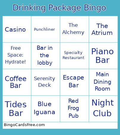 Carnival Magic Drinking Bingo
