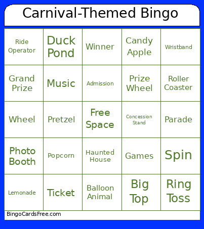 Carnival-Themed Bingo Card