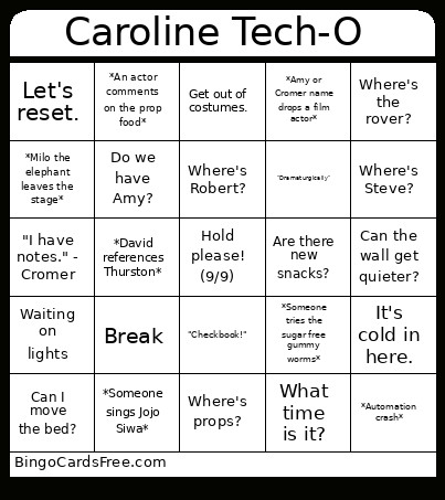 Caroline Tech-O Bingo Card