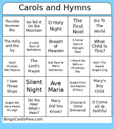 Carols And Hymns Bingo Card