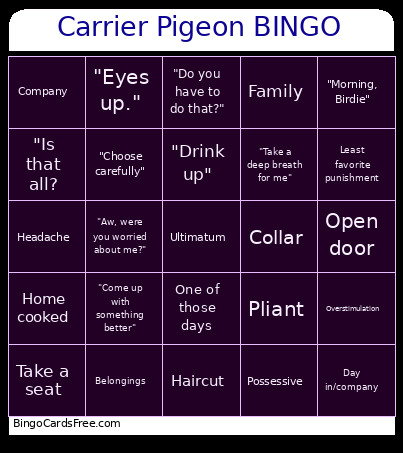 Carrier Pigeon Bingo Card