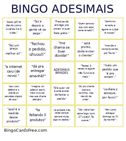 CARTELA ADESIMAIS Bingo