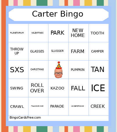 Carter Bingo Card