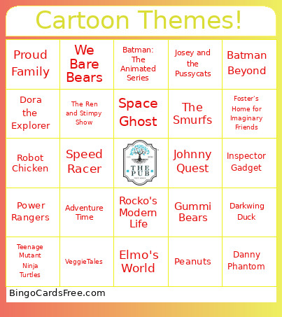Cartoon Themes! Bingo Card