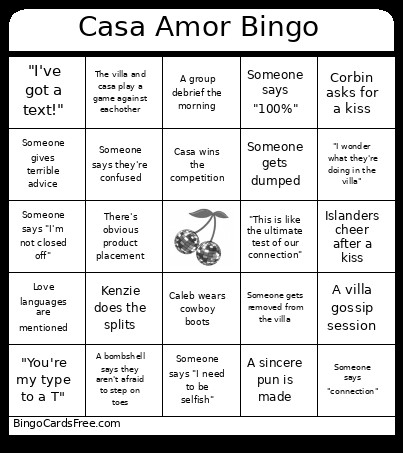 Casa Amor Bingo Card