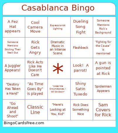 Casablanca Bingo Card