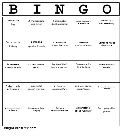 Casablanca Bingo Card