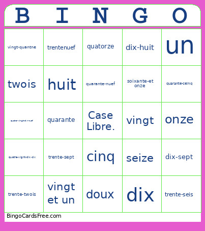 Case Libre. Bingo Card